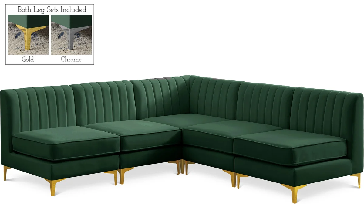 Alina - 5 Piece Modular Armless Sectional - Green