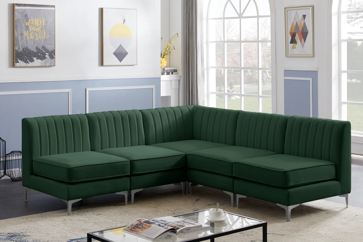 Alina - 5 Piece Modular Armless Sectional - Green