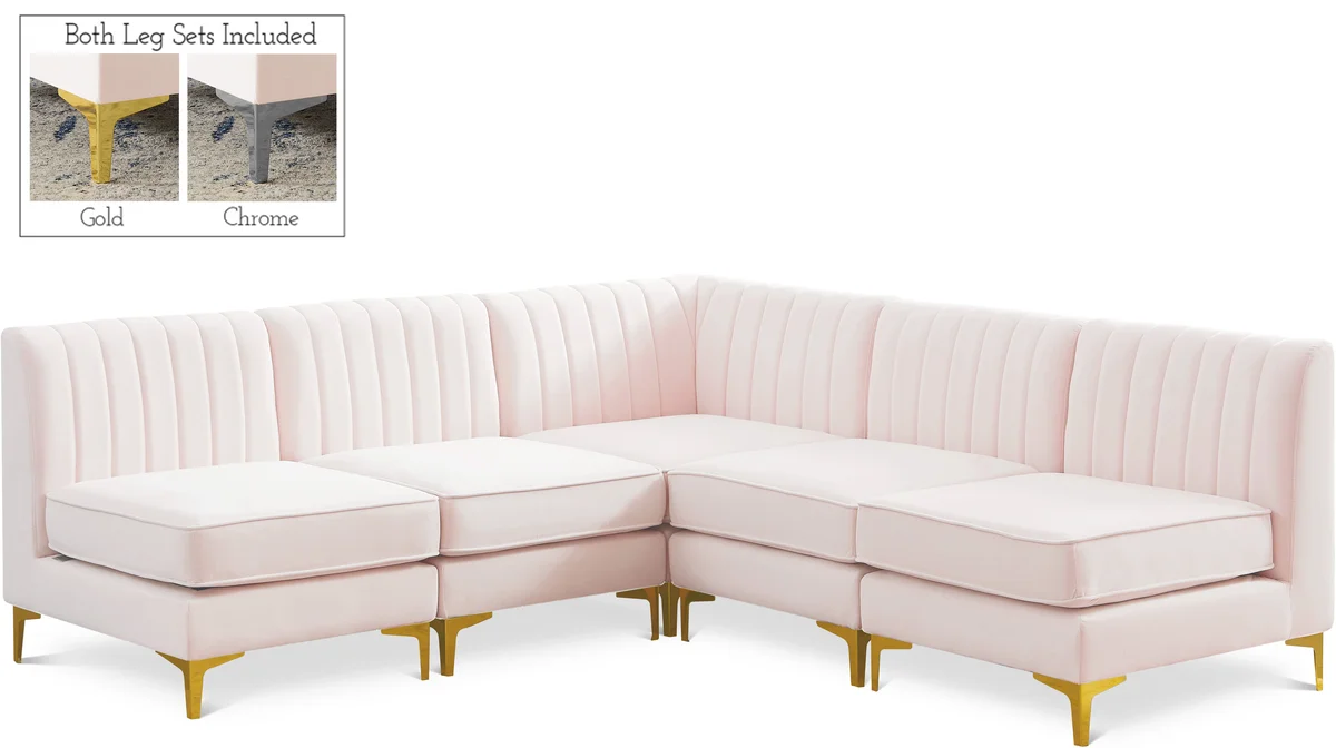 Alina - 5 Piece Modular Armless Sectional - Pink
