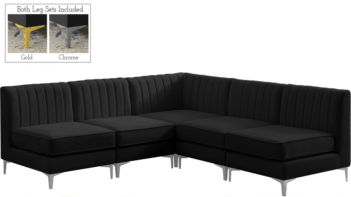 Alina - 5 Piece Modular Armless Sectional - Black - View 2