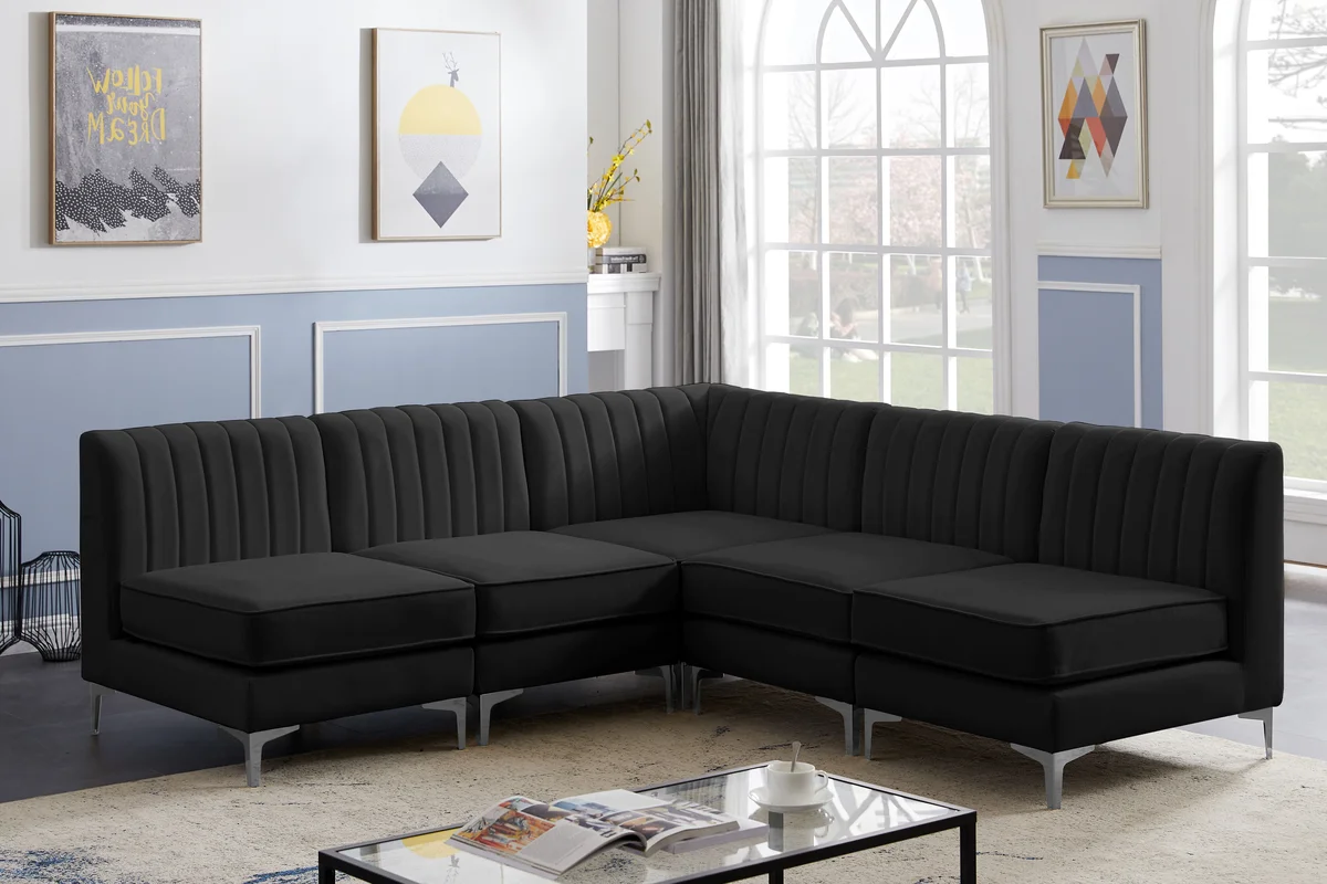 Alina - 5 Piece Modular Armless Sectional - Black