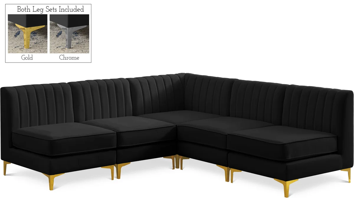 Alina - 5 Piece Modular Armless Sectional - Black
