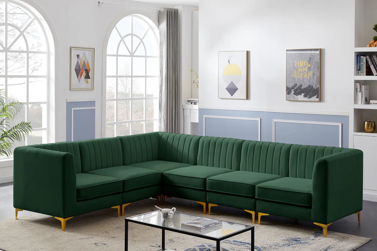 Alina - 6 Piece Modular Sectional - Green