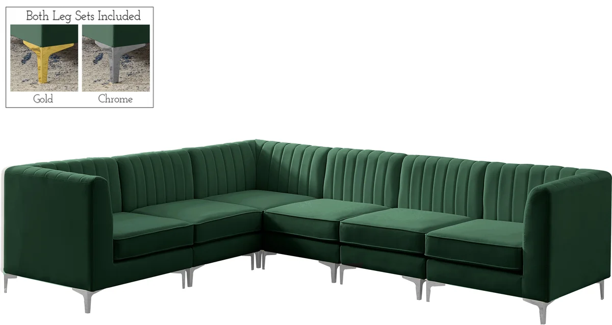 Alina - 6 Piece Modular Sectional - Green