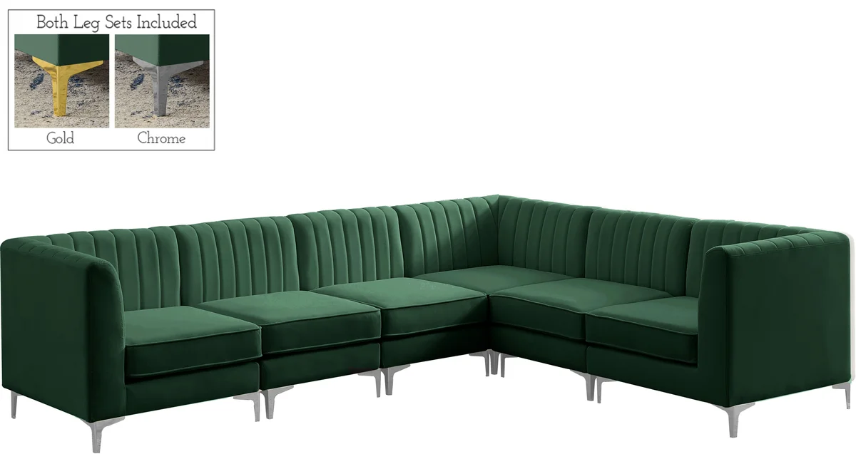 Alina - 6 Piece Modular Sectional - Green - View 2