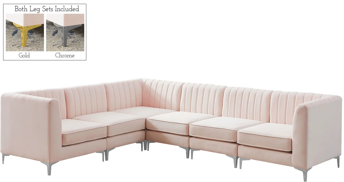 Alina - 6 Piece Modular Sectional - Pink