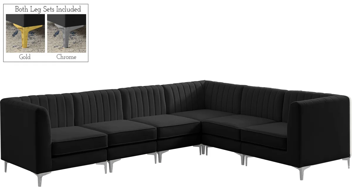 Alina - 6 Piece Modular Sectional - Black - View 2