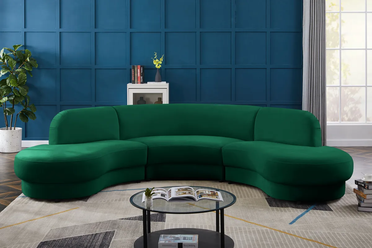 Rosa - 3 Piece Sectional - Green - View 2