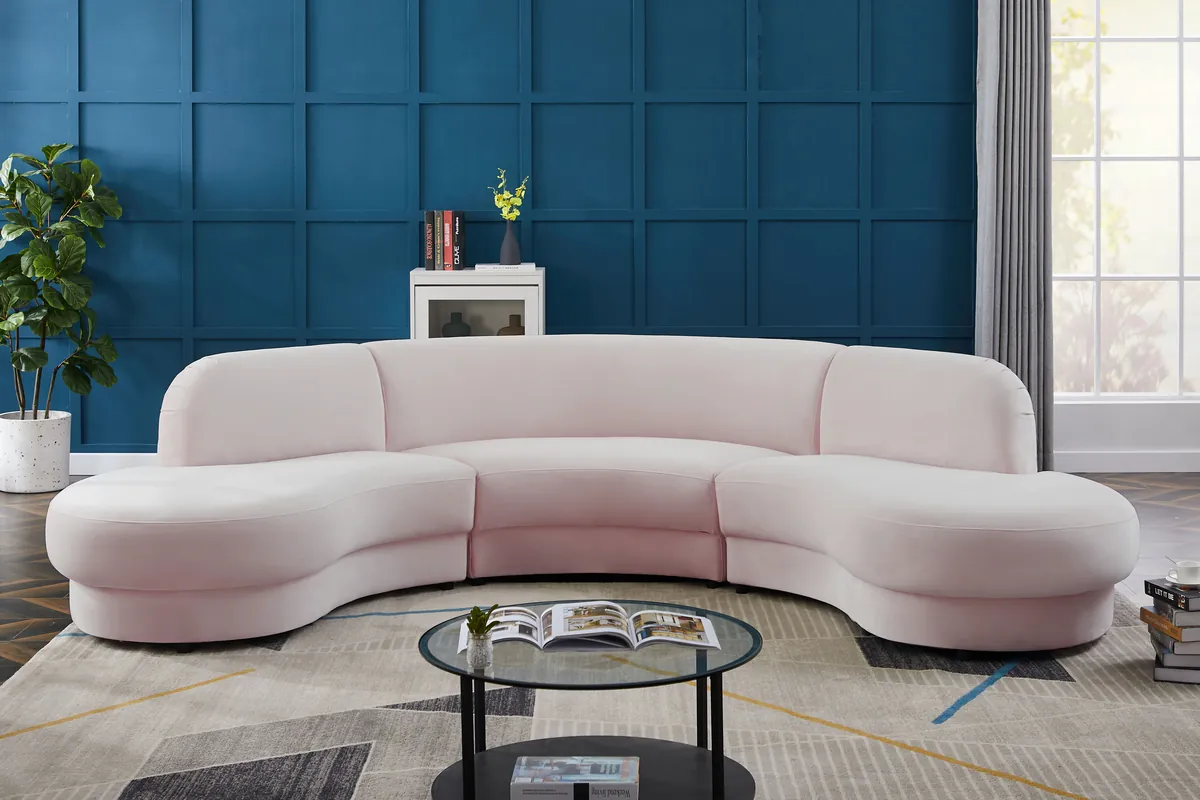 Rosa - 3 Piece Sectional - Pink - View 2