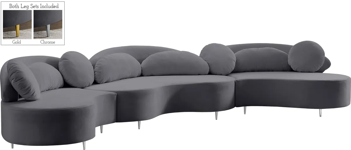 Vivacious - 3 Piece Sectional - Gray - View 2