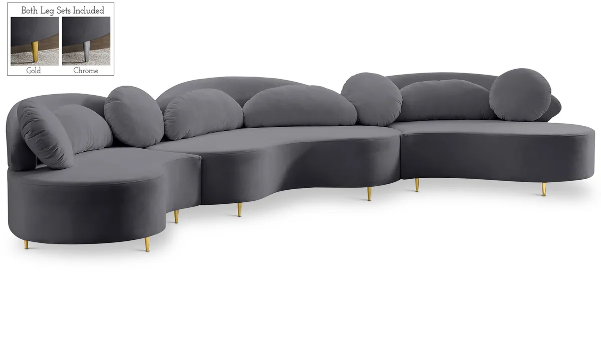 Vivacious - 3 Piece Sectional - Gray