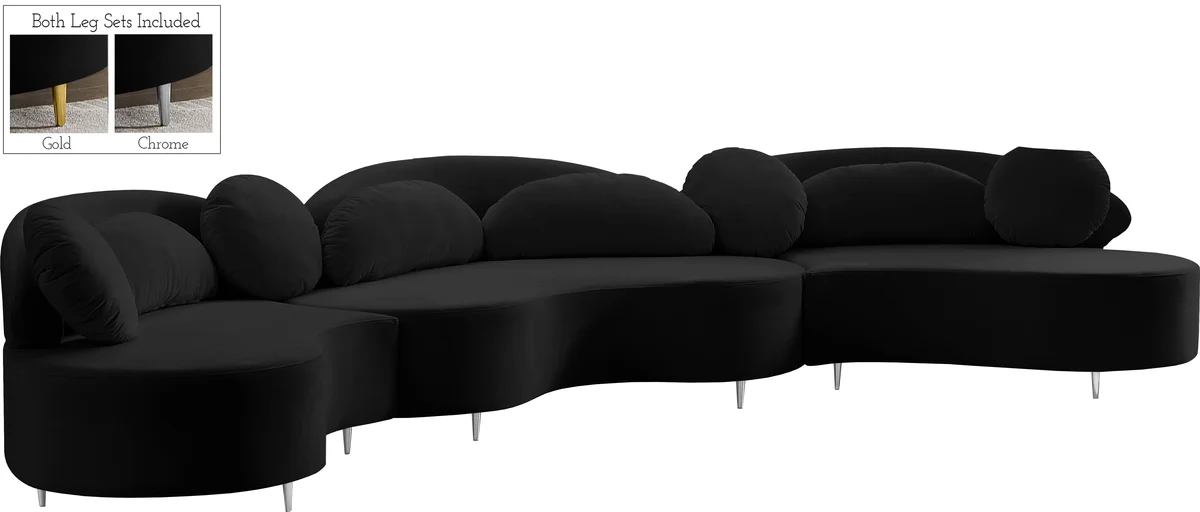 Vivacious - 3 Piece Sectional - Black - View 2