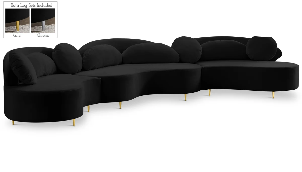 Vivacious - 3 Piece Sectional - Black