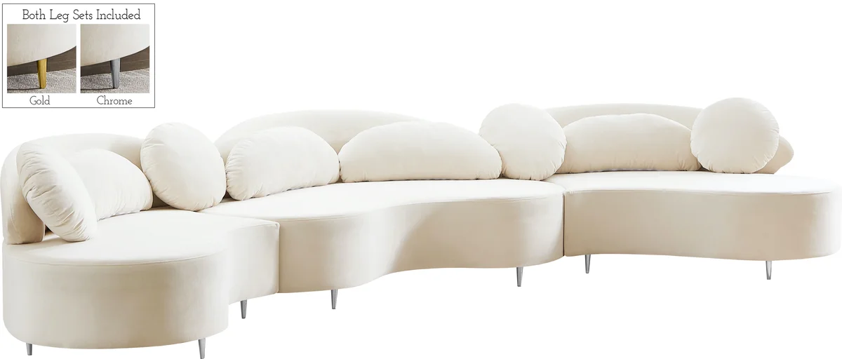 Vivacious - 3 Piece Sectional - Cream - View 2