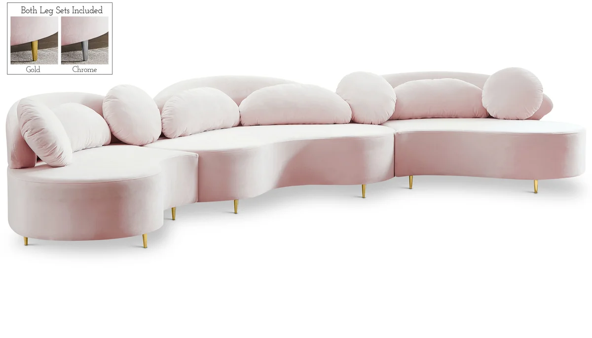 Vivacious - 3 Piece Sectional - Pink