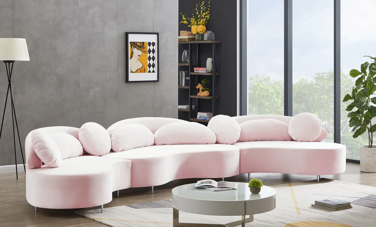 Vivacious - 3 Piece Sectional - Pink