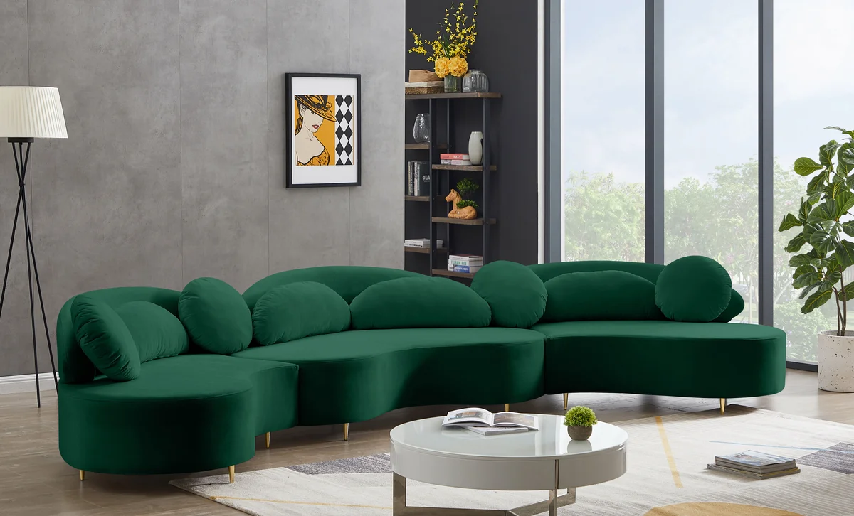 Vivacious - 3 Piece Sectional - Green