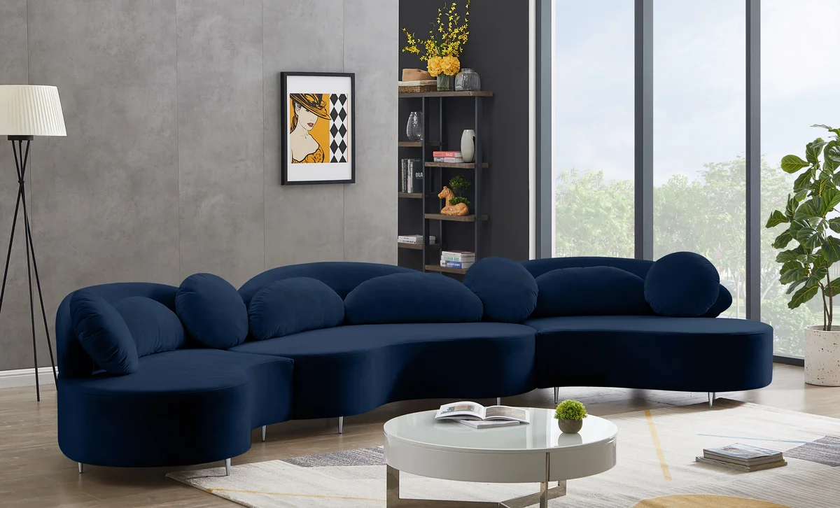 Vivacious - 3 Piece Sectional - Navy