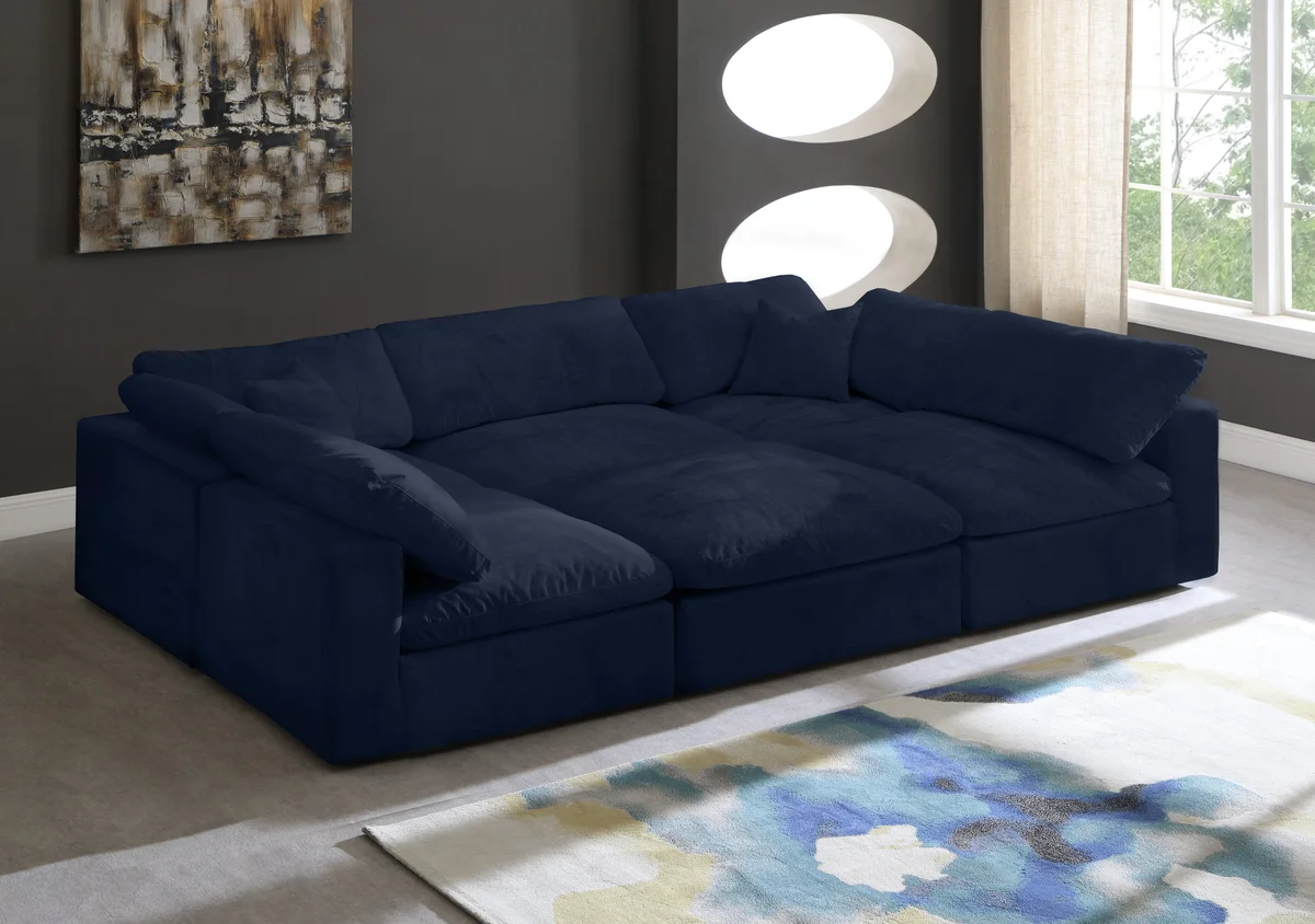 Cozy - 6 Piece Modular Sectional - Navy - View 2