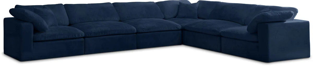 Cozy - 6 Piece Modular Corner Sectional - Navy