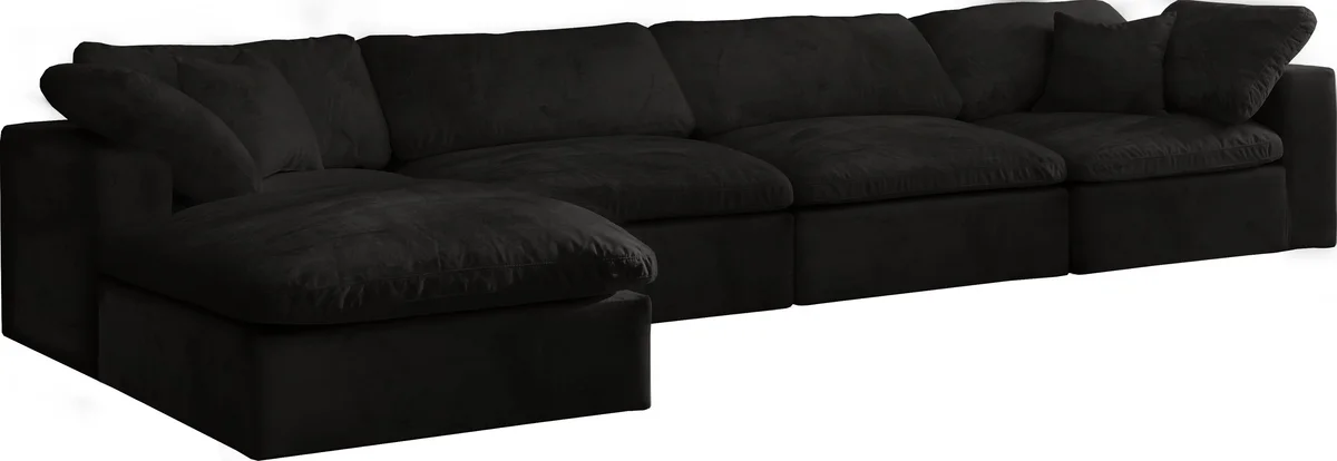 Cozy - 5 Piece Modular Sectional With Chaise - Black