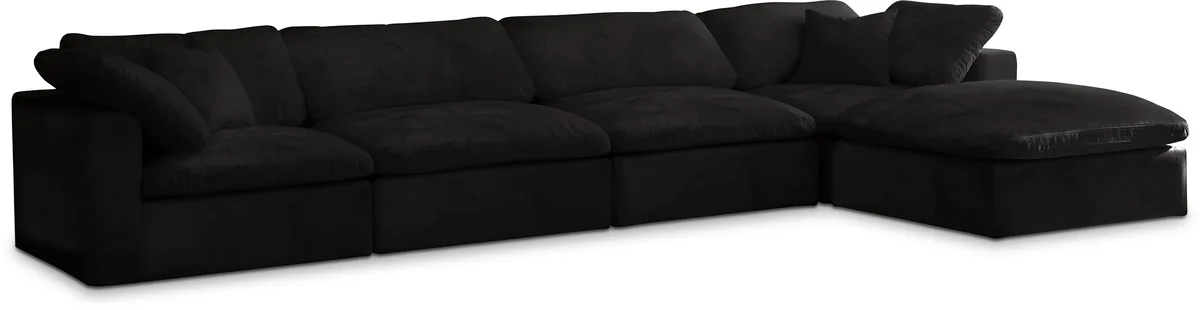 Cozy - 5 Piece Modular Sectional With Chaise - Black