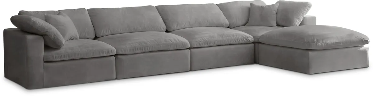 Cozy - 5 Piece Modular Sectional With Chaise - Gray