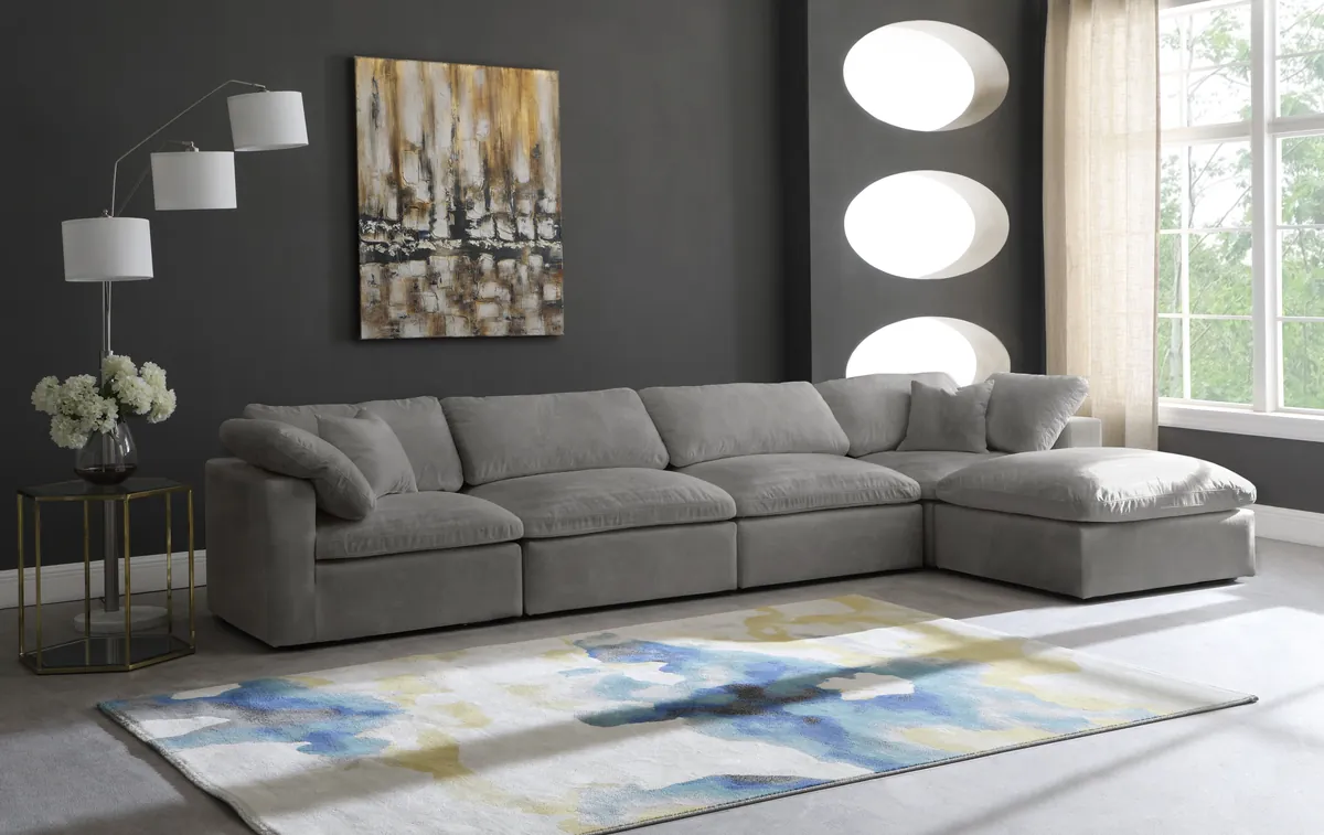 Cozy - 5 Piece Modular Sectional With Chaise - Gray - View 2