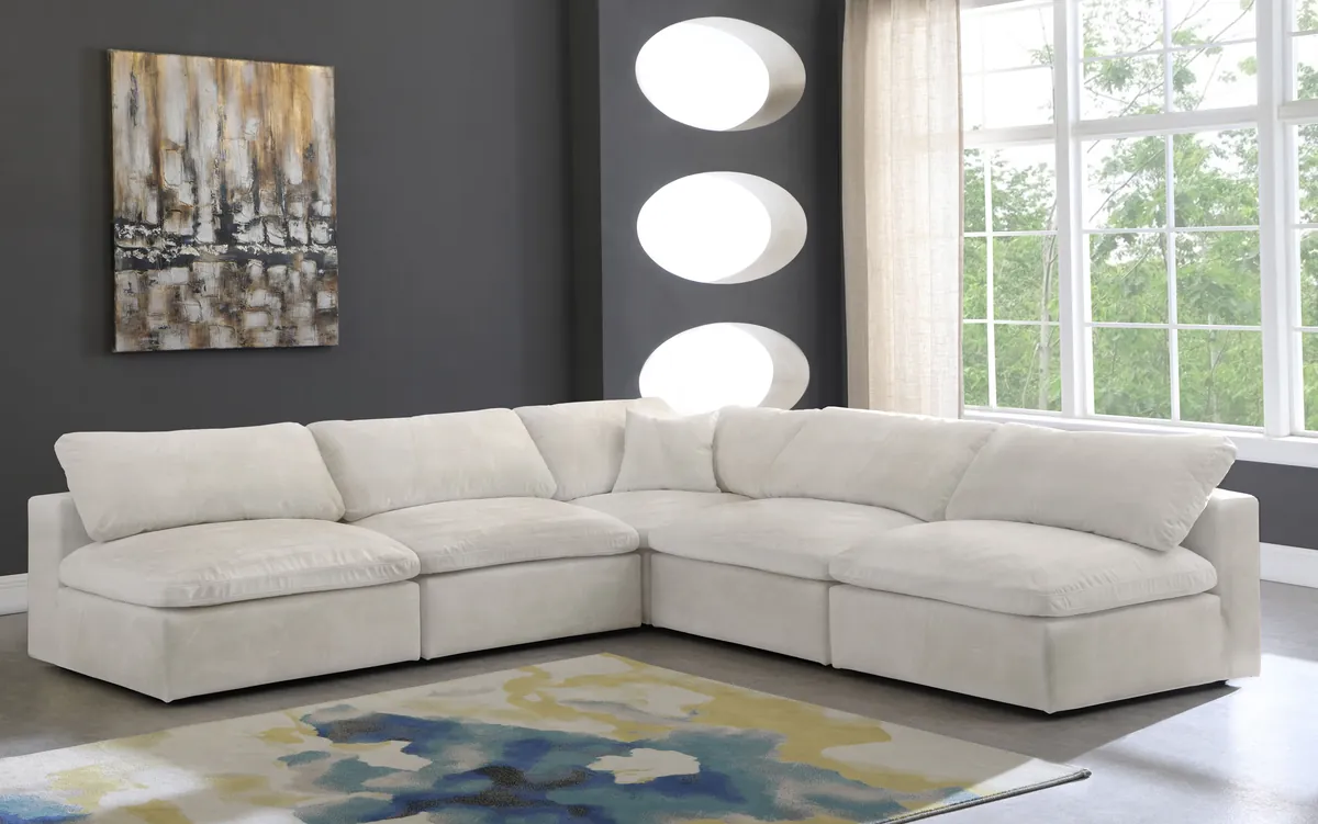 Cozy - 5 Piece Modular Corner Armless Sectional - Beige - View 2