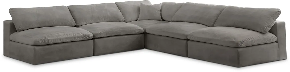Cozy - 5 Piece Modular Corner Armless Sectional - Gray