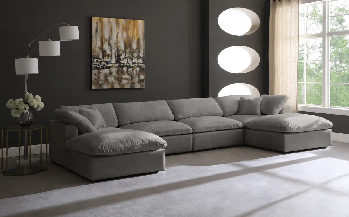 Cozy - 6 Piece Modular Double Chaise Sectional - Gray - View 2