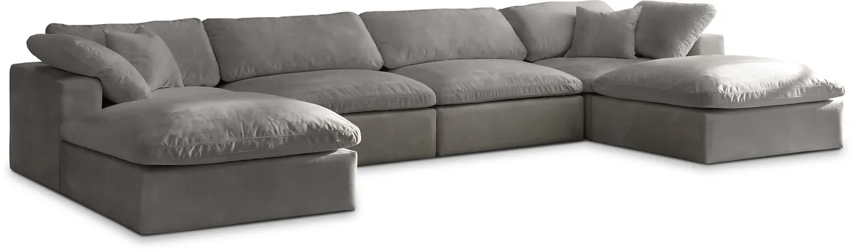 Cozy - 6 Piece Modular Double Chaise Sectional - Gray