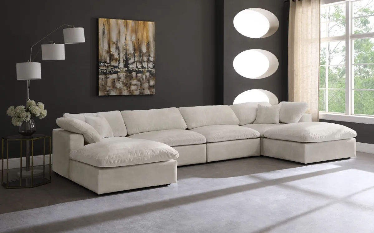Cozy - 6 Piece Modular Double Chaise Sectional - Beige - View 2