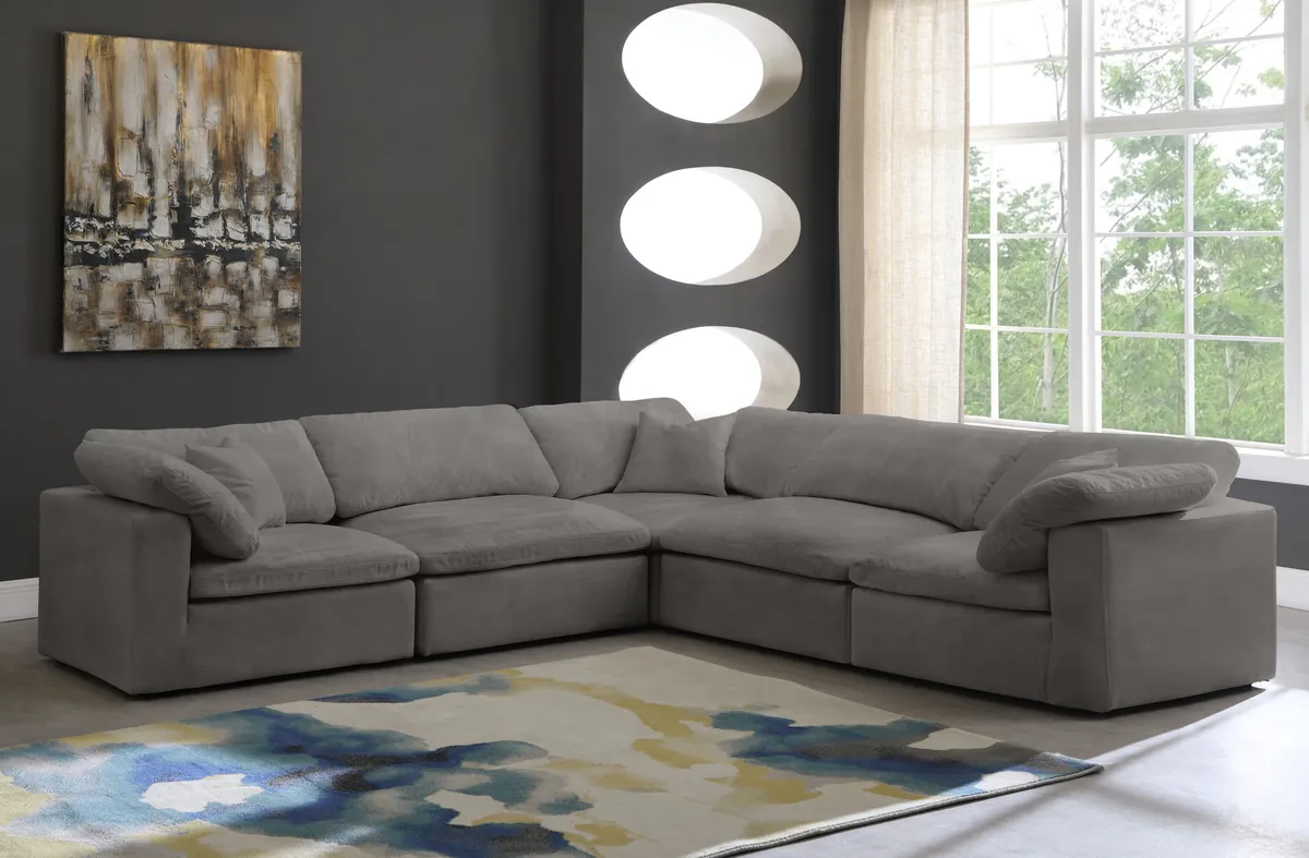 Cozy - 5 Piece Modular Corner Sectional - Gray - View 2