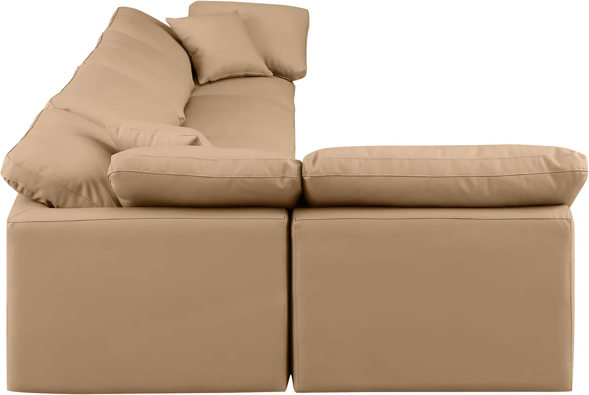 Indulge - Faux Leather 5 Piece Modular Sectional - Tan - View 2