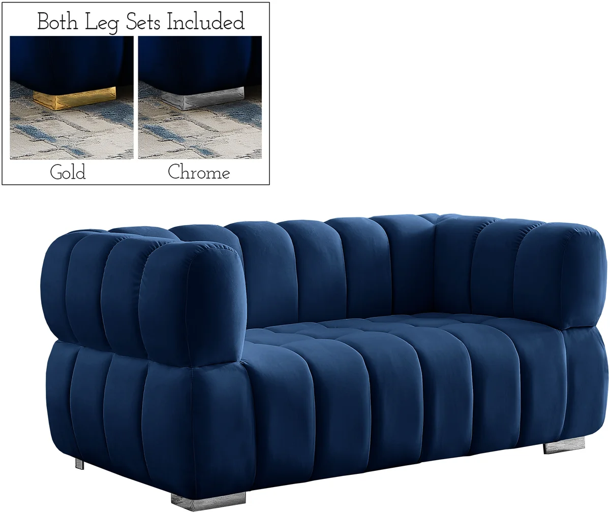Gwen - Loveseat - Navy - View 2