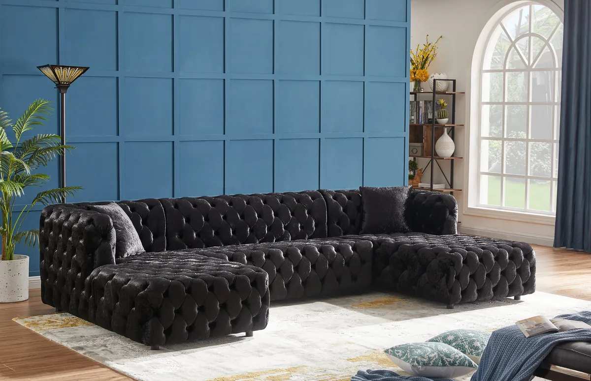Coco - 3 Piece Sectional - Black - View 2
