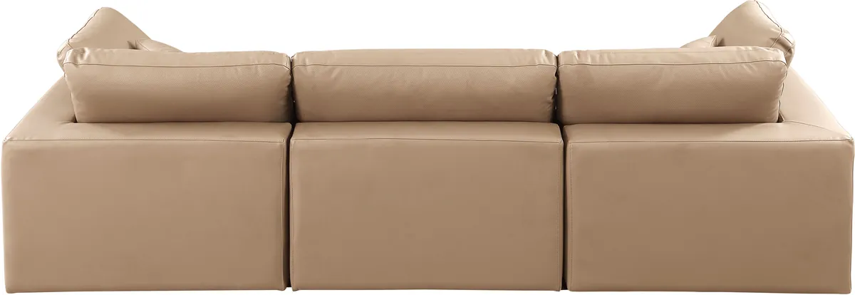 Comfy - Faux Leather Modular Sofa 3 Seats - Tan - View 2