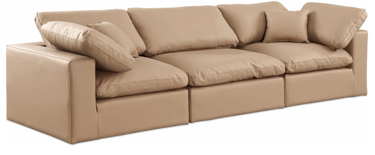 Comfy - Faux Leather Modular Sofa 3 Seats - Tan