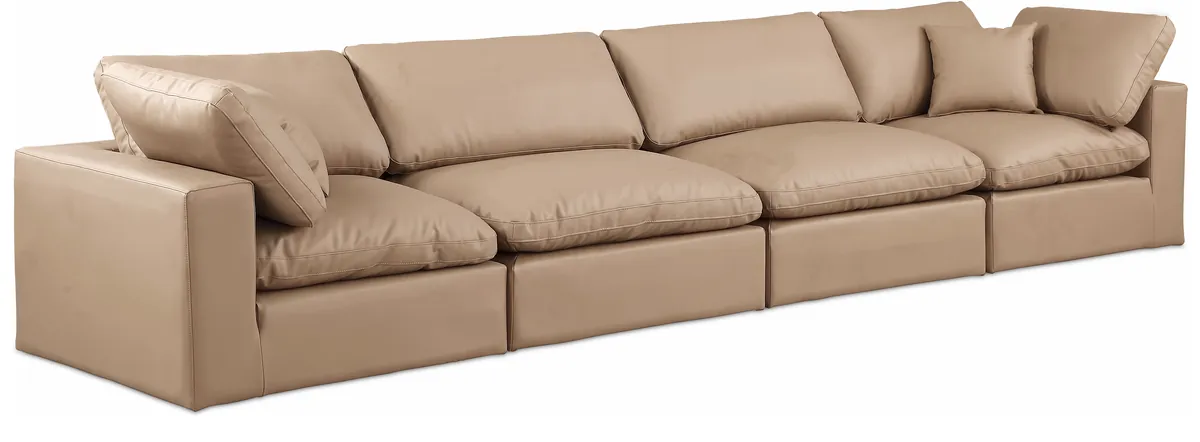 Comfy - Faux Leather Modular Sofa 4 Seats - Tan