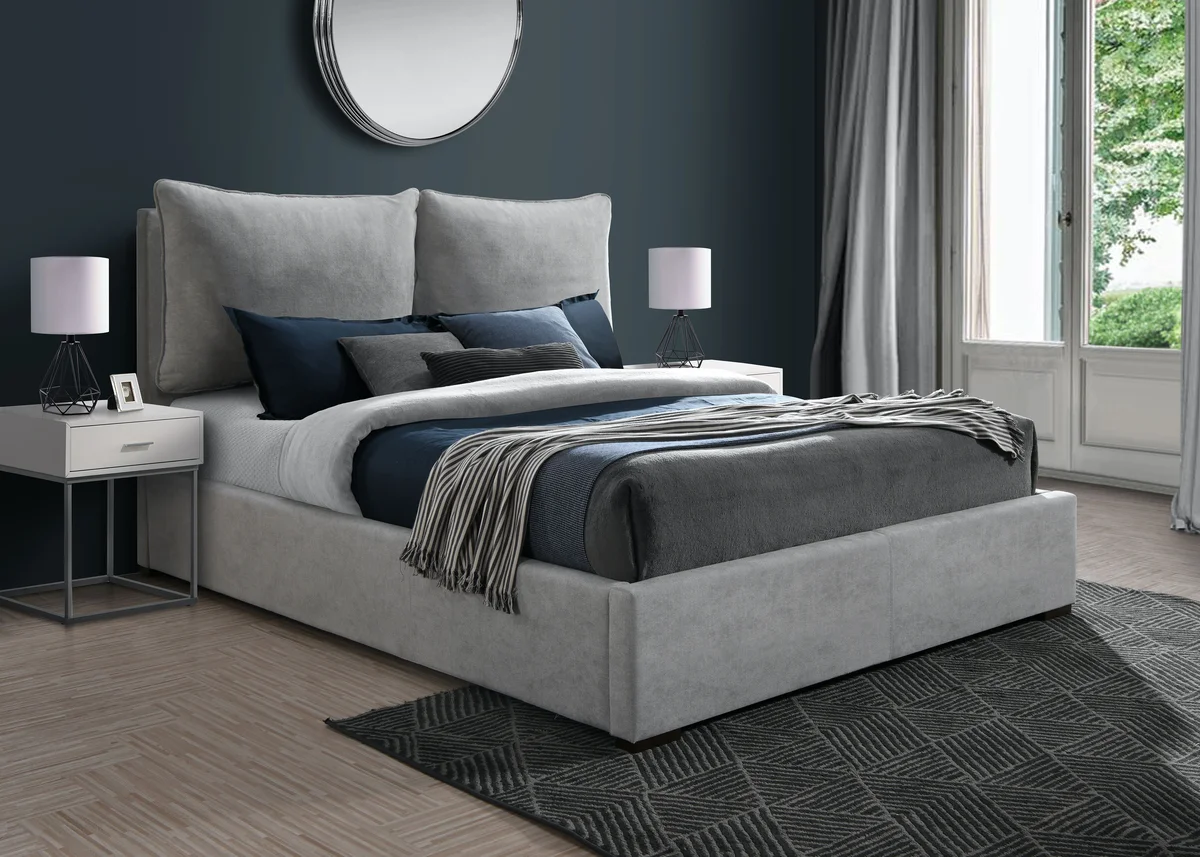 Misha - Queen Bed - Light Gray