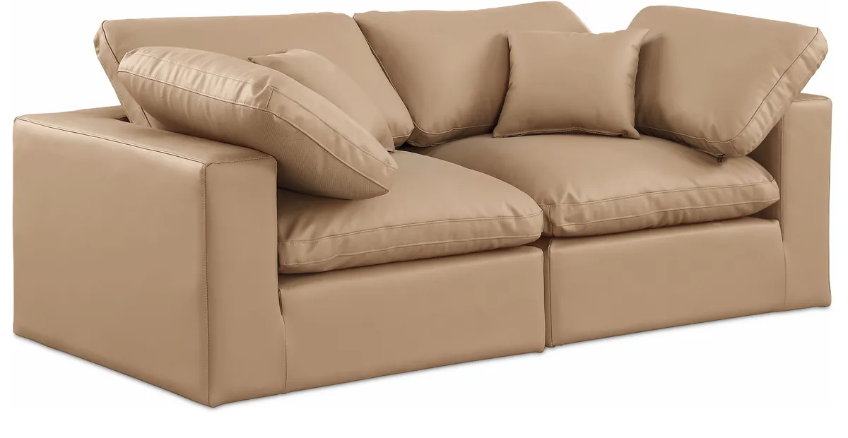 Comfy - Faux Leather Modular Sofa 2 Seats - Tan