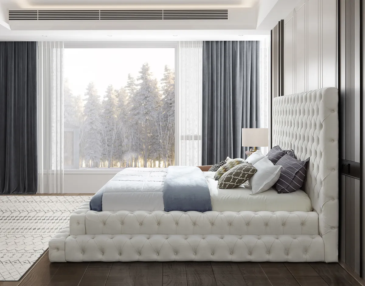 Revel - King Bed - Cream