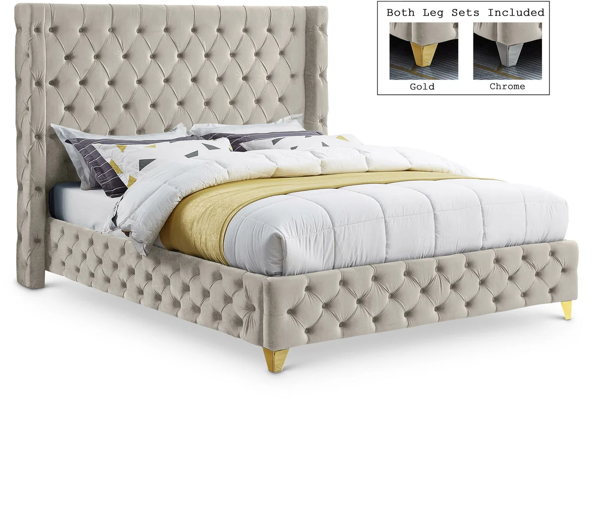 Savan - King Bed - Cream
