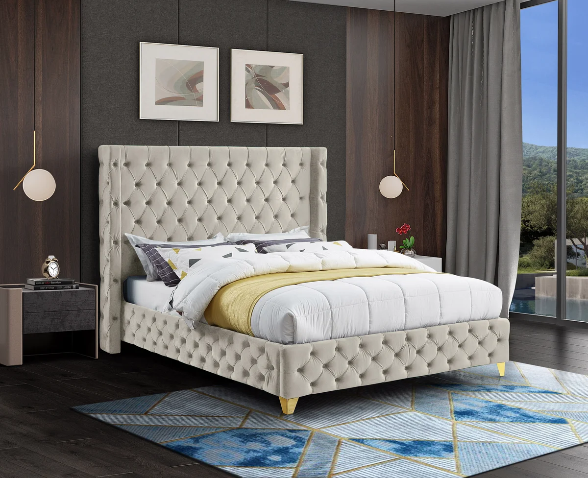 Savan - King Bed - Cream