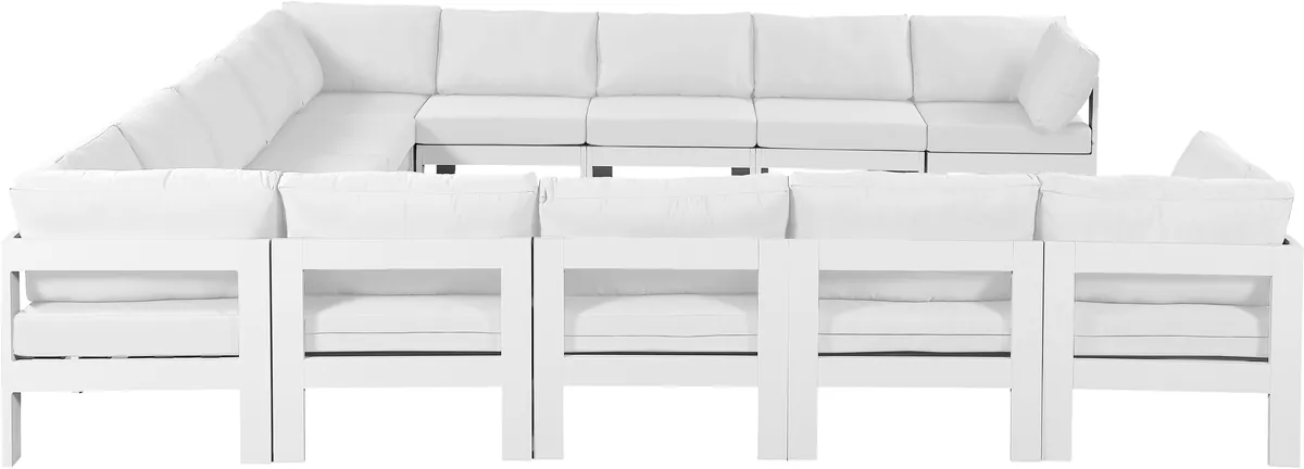 Nizuc - Outdoor Patio 13 Piece Modular Sectional With White Frame - White