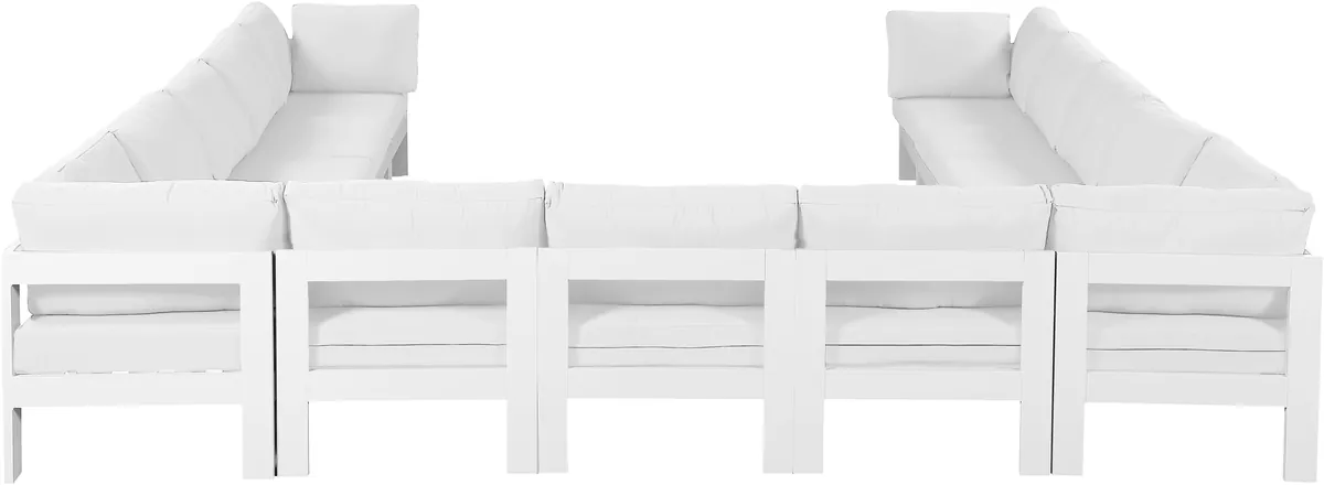 Nizuc - Outdoor Patio 13 Piece Modular Sectional With White Frame - White