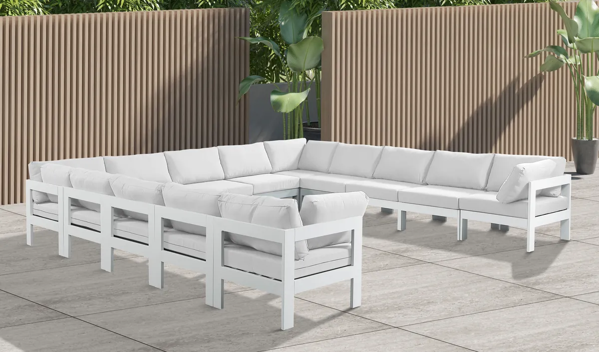 Nizuc - Outdoor Patio 13 Piece Modular Sectional With White Frame - White - View 2