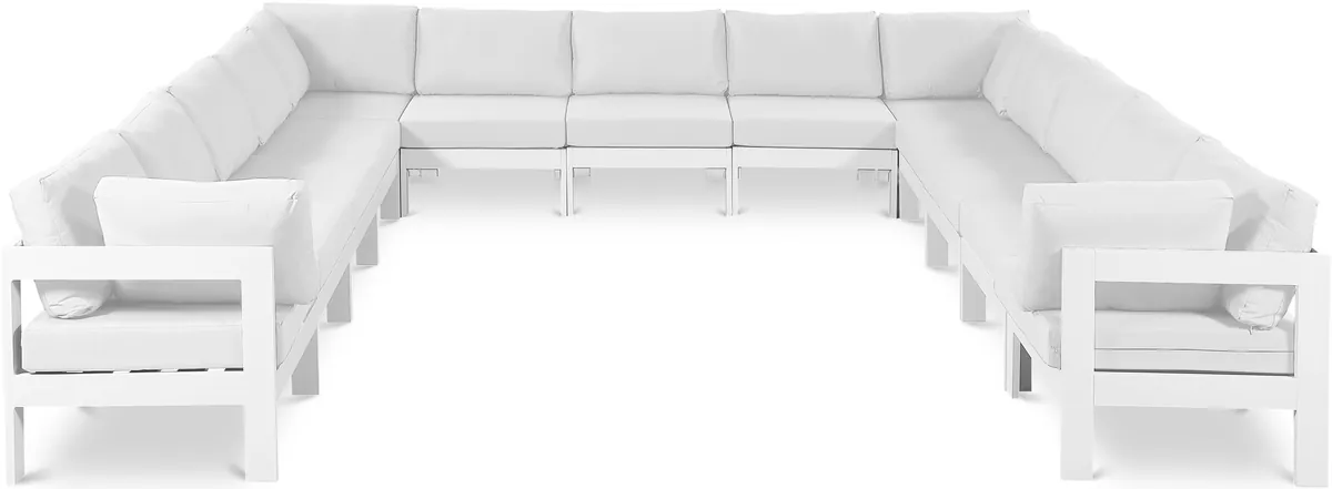 Nizuc - Outdoor Patio 13 Piece Modular Sectional With White Frame - White