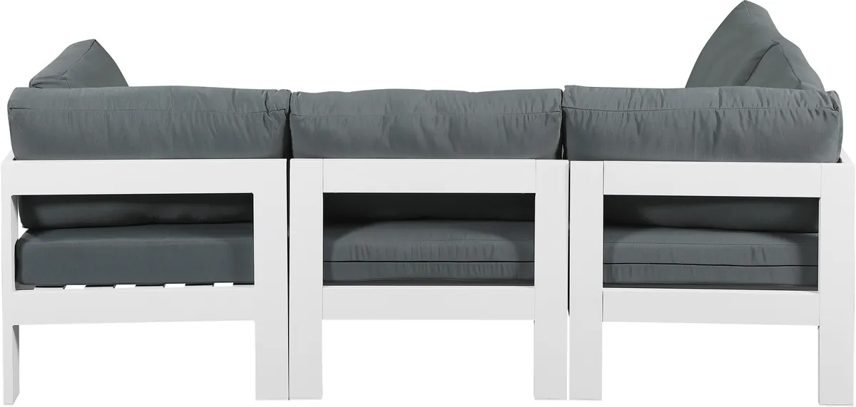 Nizuc - Outdoor Patio 4 Piece Modular Sectional With White Frame - Gray